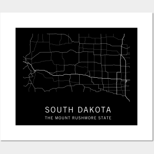 South Dakota State Road Map Posters and Art